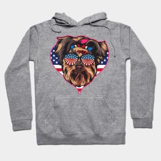 Yorkie Patriot American Flag Hoodie